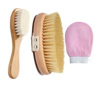 Spazzola Dry Brushing Corpo, Spazzola a Secco, Dry Brushing Riattivare il Micro Circolo e Stimolare il Sistema Linfatico (Set di tre pezzi)