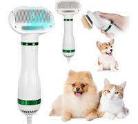 Spazzola e asciugabiancheria 2 in 1 per cani e gatti, sicuro e silenzioso, per peli lunghi e corti, colore bianco