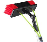 Spazzola E Asta per La Pulizia dei Pannelli Solari, Kit Asta Alimentata Ad Acqua da 5-12 M, Spazzola Ad Acqua da 30/50 Cm, Kit per La Pulizia delle Finestre per Esterni, White, 3m(10ft)-35cm