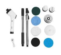 Spazzola elettrica 8 in 1 per la pulizia della doccia, 25 W, senza fili, per vasca/piastrelle/pavimento/auto, manico lungo, ricaricabile, con 12 accessori (nero)