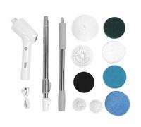 Spazzola elettrica 8 in 1 per la pulizia della doccia, 25 W, senza fili, per vasca/piastrelle/pavimento/auto, manico lungo, ricaricabile, con 12 accessori (bianco)