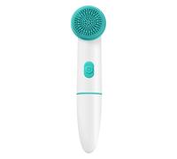Spazzola elettrica in silicone per la pulizia del viso, impermeabile, 2 in 1, doppia testa, vibrazione sonica, per la pulizia dei pori del viso, strumento di bellezza per la cura della pelle (blu)