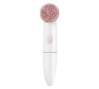 Spazzola elettrica in silicone per la pulizia del viso, impermeabile, 2 in 1, doppia testa, vibrazione sonica, per la pulizia dei pori del viso, strumento di bellezza per la cura della pelle (rosa)