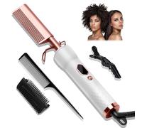 Spazzola elettrica per capelli, UKLISS spazzola calda per capelli afro, spazzola lisciante per parrucche, regolabarba per uomini, spazzola termica lisciante per capelli a doppia tensione, 120-230℃