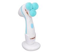 Spazzola elettrica per la pulizia del viso, 3 testine massaggianti, rotazione di 360 gradi, in silicone, dimensioni compatte, pulizia profonda per la vita quotidiana per la pulizia quotidiana (blu)