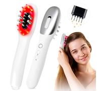 Spazzola elettrica per massaggio del cuoio capelluto e olio per capelli, 3 in 1, massaggiatore scalpo, con luce rossa, massaggiatore vibrante EMS applicatore, bottiglia, massaggiatore per capelli e