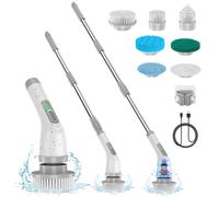 Spazzola elettrica rotante 7 in 1, potente pulizia a 420 giri/min, spazzola per il bagno da 1,5 ore a doppia velocità con braccio di prolunga per cucina, auto, piastrelle, pareti, pavimenti, doccia