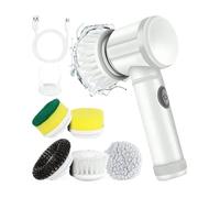 Spazzola Elettrica Rotante, Spazzola For La Pulizia Del Bagno Senza Fili, Spazzola Elettrica Con 5 Testine Sostituibili, Spazzola Elettrica For La Pulizia(White)