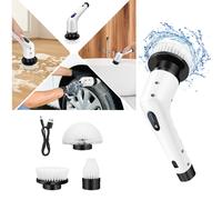 Spazzola elettrica senza fili multifunzionale, con 3 spazzole sostituibili Lavapavimenti portatile per la pulizia delle piastrelle del bagno della cucina white