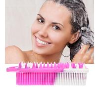 Spazzola esfoliante in silicone per cuoio capelluto e doccia con setole morbide su entrambi i lati e gancio per appenderlo, colore viola misto, adatta per massaggi su capelli bagnati e asciutti e