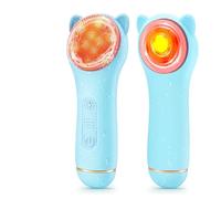 Spazzola esfoliante per il viso, in silicone, impermeabile, ricaricabile, elettrica, esfoliante con luce a LED riscaldata, 7 colori, struccante, pulizia e massaggio (blu)