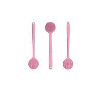 Spazzola esfoliante per la schiena in silicone, confezione da 3, morbida spazzola da bagno con manico lungo, esfoliante per il corpo, detergente delicato per la pelle (rosa, DNC)