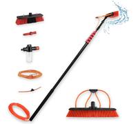 Spazzola estensibile 4,6m con bastone telescopico, detergente per finestre, pareti e auto, bastone pulito cristalli, scopa con acqua e sapone, pulisce piastre e pannelli solari, idropulente acqua