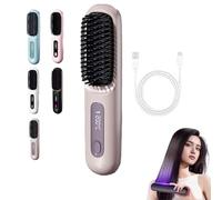 Spazzola for capelli senza fili, spazzola riscaldata, crea senza sforzo acconciature lisce o onde da spiaggia, libertà senza fili(Brown)
