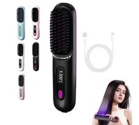 Spazzola for capelli senza fili, spazzola riscaldata, crea senza sforzo acconciature lisce o onde da spiaggia, libertà senza fili(Black)