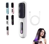 Spazzola for capelli senza fili, spazzola riscaldata, crea senza sforzo acconciature lisce o onde da spiaggia, libertà senza fili(White)