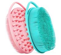 Spazzola for il bagno in silicone a doppia faccia, con gancio for una presa facile, strumento for massaggio esfoliante quotidiano