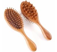 Spazzola in legno per capelli, spazzola in bambù, pettine massaggiatore con cuscino d'aria, pettine in sandalo a doppia faccia con sacca d'aria, design antistatico, adatto a tutti i tipi di capelli.