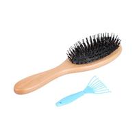 Spazzola in Legno per Chioma con Setole, Massaggio Cuoio Capelluto | Impugnatura Ergonomica, Riduzione della Pressione del Cuscino, Districa i Nodi, Include Strumento di Pulizia Colore Casuale