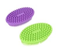 Spazzola in Silicone 2 Pezzi per Bagno e Massaggio Testa | Impugnatura Comoda, Struttura Robusta, Forma Semplice, Adatta per Shampoo e Pulizia, Colori Porpora e Verde