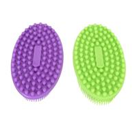 Spazzola in Silicone per Bagno Bebé, 2 Pezzi, Porpora e Verde | Forma Semplice Uso Multifunzione, per Shampoo e Massaggio Impugnatura Comoda, e Struttura Robusta