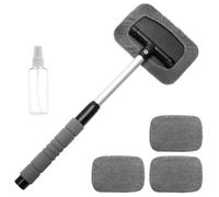 Spazzola Lavaggio Auto Parabrezza Pulitore, Spazzola Auto con Asciugamano Microfibra, Spazzola Pulizia Vetri Auto, Detergente per Parabrezza Retrattile, con 4 Cuscinetti Riutilizzabili e Lavabili
