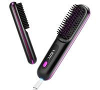 Spazzola lisciante per capelli senza fili, 2000 mA, pettine riscaldato portatile per viaggi, mini spazzola ricaricabile USB con 3 impostazioni di temperatura, anti-scottatura e spegnimento automatico