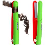 Spazzola lisciante per capelli senza fili, portatile in viaggio, per viaggi anni '30, riscaldamento rapido, ricaricabile tramite USB, doppia alimentazione, display LCD, con custodia (verde rosso)
