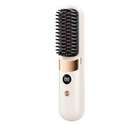 Spazzola lisciante per capelli senza fili USB ricaricabile elettrica pettine caldo (beige)