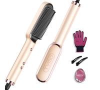 Spazzola Lisciante per Capelli, TYMO RING Piastra Capelli, Pettine Riscaldante Lisciante, 5 Temperature, 130°C-210°C, Tecnologia Ceramica PTC, Riscaldamento Rapido, Anti-Scottatura, Pesca