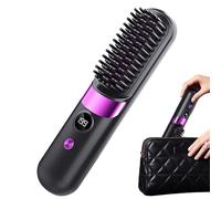 Spazzola lisciatrice per capelli, 4 impostazioni di temperatura anti-bruciore, spazzola lisciante ricaricabile senza fili, per uomini e donne, dormire, attività quotidiane, Casa, prima di Andare a
