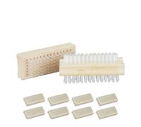 Relaxdays, Naturale Mani in Legno, 10 Spazzoline per Unghie con Setole Dure, Bagno, HxLxP 4 x 9 x 3,5 cm, Set 10x spazzole