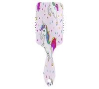 Spazzola massaggiante per capelli viola pastello con unicorno, spazzola districante per capelli, spazzola districante da donna