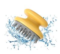 Spazzola massaggiante per cuoio capelluto, esfoliante in morbido silicone, stimola il cuoio capelluto per accelerare la crescita dei capelli, rimuove la forfora (giallo)