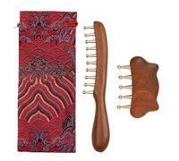 Spazzola massaggiante per cuoio capelluto, in legno e ottone, denti larghi | Massaggiatore per capelli, spazzola per cuoio capelluto, da donna, per capelli lunghi, corti, ricci, lisci