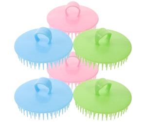 Spazzola Massaggiante per Cute Capelli 6 Pezzi Manico PP | Set da Sei, Setole Fini e Occhiello per Appendere, per Viaggio e Bagno, Delicata alle Origini