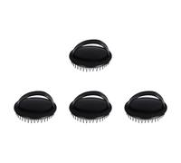 Spazzola Massaggiatore Cuoio Capelluto 4 Pezzi in Plastica Nera | Set Portatile Setole Morbide in Silicone, Impugnatura Ergonomica, per Lavaggio Chioma Ricci Sotto Doccia