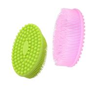 Spazzola Massaggio Bagno in Silicone Rosa, 2 Pezzi per Bebé | Tocco Sensoriale, Formato Compatto da Portare Sé, Accessorio per Routine Igiene Quotidiana