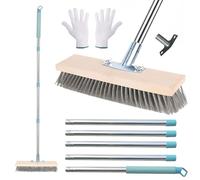 Spazzola metallica resistente da 30,5 cm con 5 aste staccabili, scopa in filo rigido, spazzola da cortile, resistente per esterni, patio, terrazza, giardino, scopa con setole rigide con guanti da