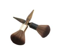 Spazzola morbida per spolverare il collo e il viso, spazzola per la pulizia dei capelli, spazzola morbida per parrucchieri, strumento per lo styling (nero + marrone)