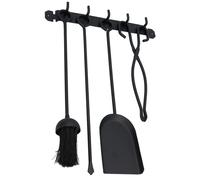 Spazzola, pala, pinze e poker ad anello da 18" con staffa bruciatore a legna ...