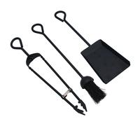 Spazzola, pala, poker e pinze per accessori camino 18" bruciatore a legna a...