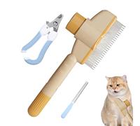 Spazzola per animali domestici, pettine per la toelettatura dei del gattino, spazzola delicata antiscivolo con pulsante di rilascio, per cani e gatti a corto