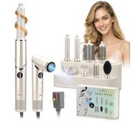 Spazzola per asciugacapelli 8 in 1 multi ad aria calda con arricciacapelli automatico, ferro arricciacapelli da 3,2 cm, asciugatura rapida, pieghevole, 110.000 giri/min, per donne volumizzanti