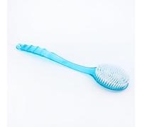 Spazzola per bagno esfoliante corpo a due lati con manico esteso Massaggiatore setole morbide doccia Spazzolatura asciutta o bagnata Detossificazione e cellulite Booster della circolazione Detergente