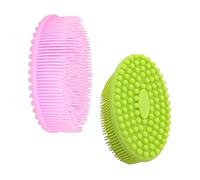 Spazzola per Bagno in Silicone Rosa per Bebé 2 Pezzi | Flessibilità Elevata, Uso Semplice e Igienico, Delicata sulla Pelle, per Training Tattile