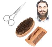 Spazzola per Barba con Setole di Cinghiale e Pettine in Legno - Kit 2 Pezzi per Uomini con Barba Lunga o Corta