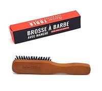 Spazzola per barba e baffi con manico. 100% setole di cinghiale. Ideale per l'uso di olio, balsamo e tutti i prodotti per la cura della barba (18,50X3,60X2,80cm). ✮ BARBER TOOLS ✮