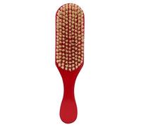 Spazzola per barba e pettine per capelli con manico in legno, pettine uomo per la cura e lo styling della barba, pettine a doppia funzione con denti fini e larghi per modellare (Rosso)