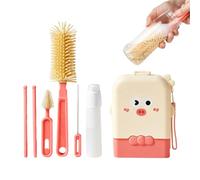Spazzola per biberon da viaggio - Kit di pulizia portatile con custodia - Spazzola detergente pieghevole e asciugatrice verticale portatile - per alimentazione cucina campeggio spiaggia aereo